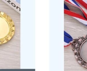 ميدالية رياضية  دائرية ذهبية وفضية وبرونزية الشكل